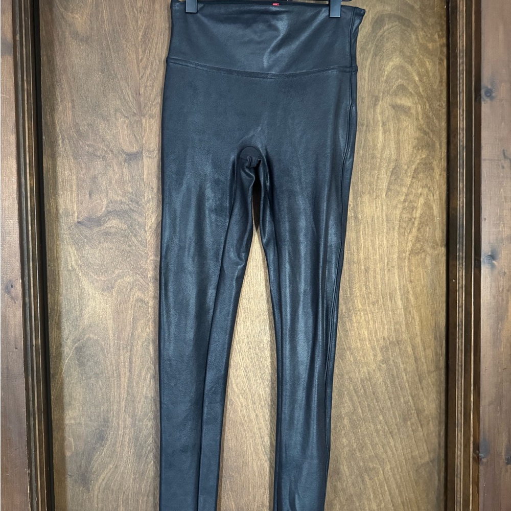 Spanx Black High-Waisted Leather like Leggings